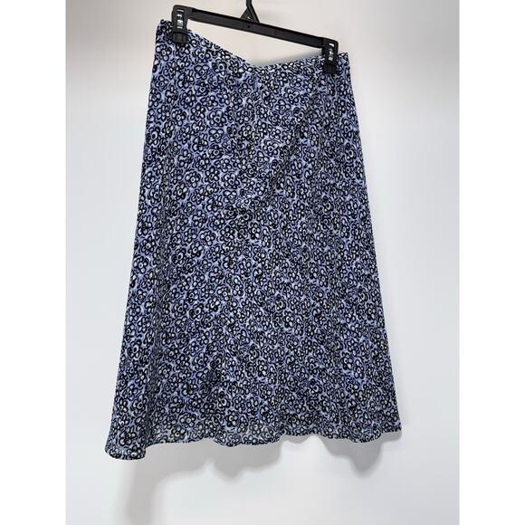 Harold's Blue Black White Floral Print A-line, Lined Skirt Women’s Size 6 - Picture 2 of 6
